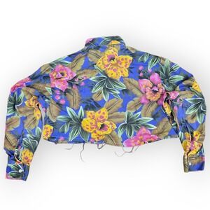 VTG 90s Boxy Cropped Hawaiian Shirt Partners Mervyns Rayon Made USA XL 21x15 Raw